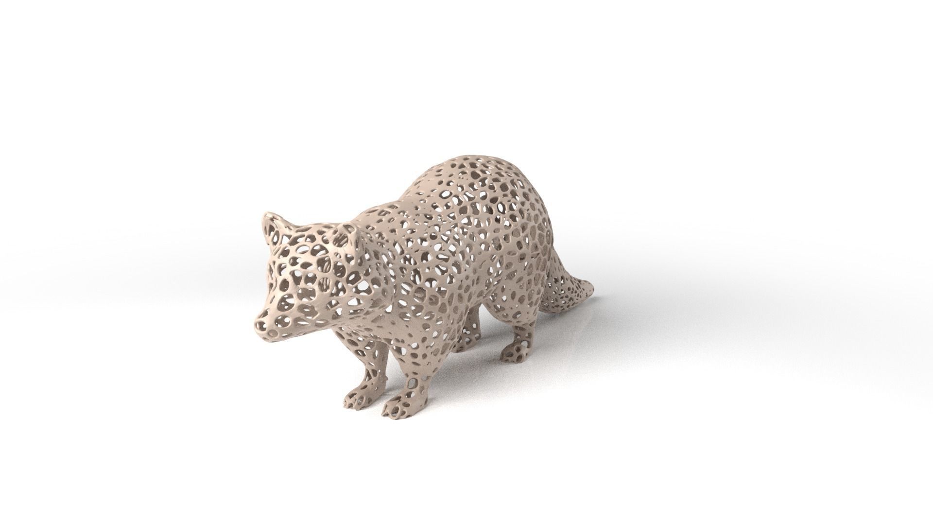 Raccoon Voronoi Low-poly 3D model_1