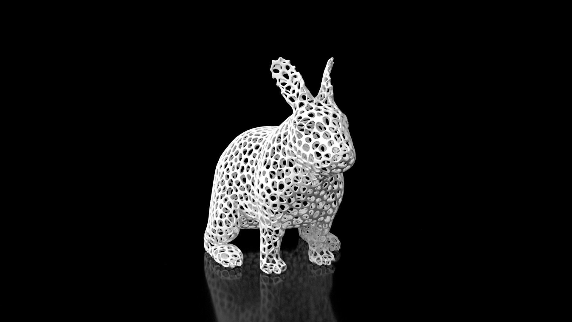 Rabbit Voronoi Low-poly 3D model_2