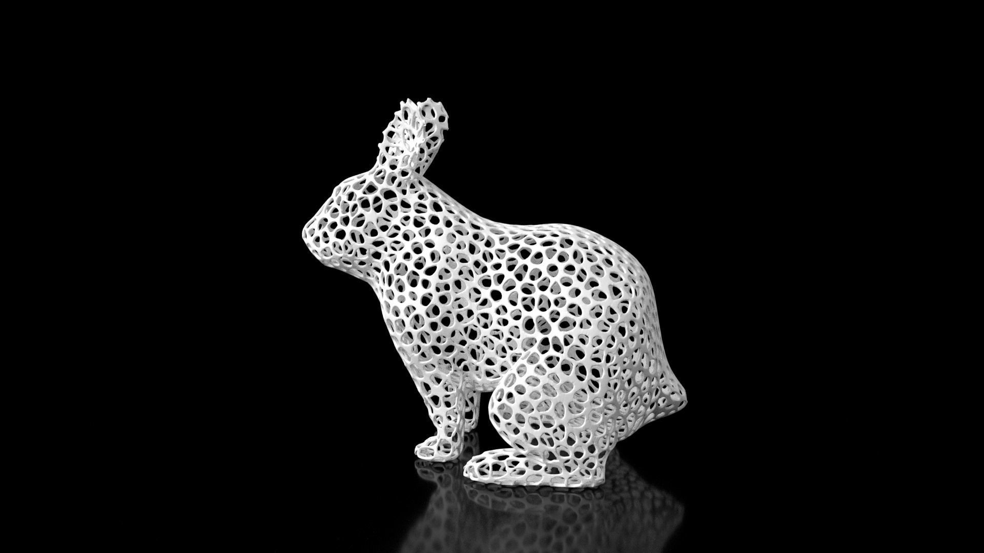 Rabbit Voronoi Low-poly 3D model_6