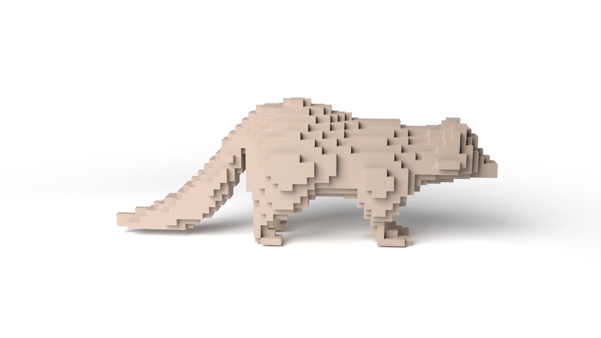 Raccoon Minecraft Voxel Low-poly 3D model_3