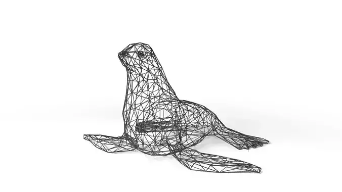 Seal Wireframe Low-poly 3D model