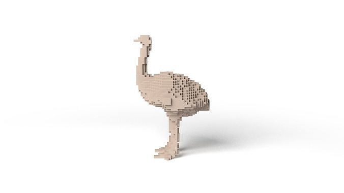 Ostrich Minecraft Voxel Low-poly 3D model