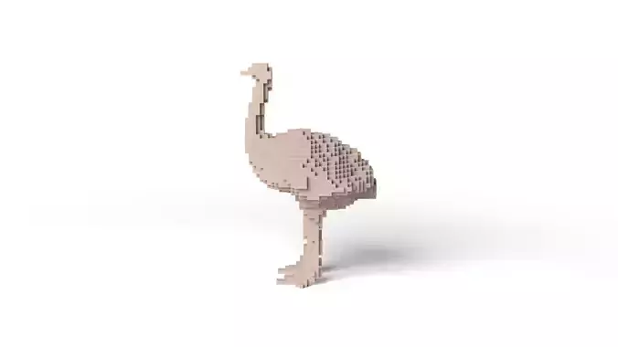 Ostrich Minecraft Voxel Low-poly 3D model