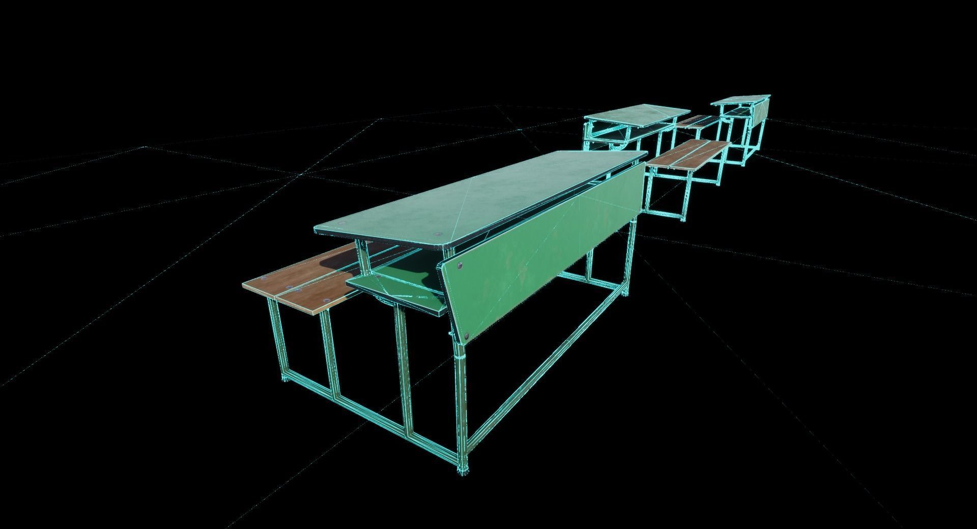 Old School Bench Low-poly 3D model_10