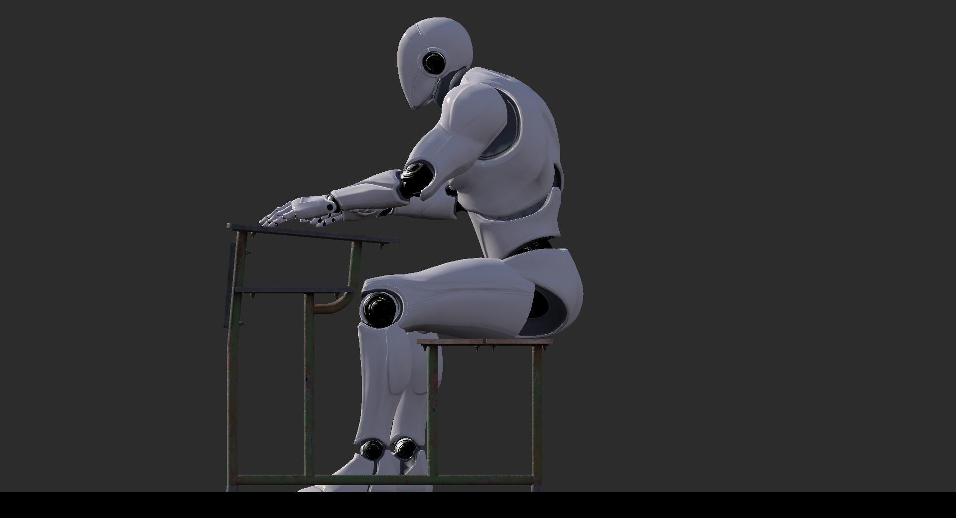 Old School Bench Low-poly 3D model_17