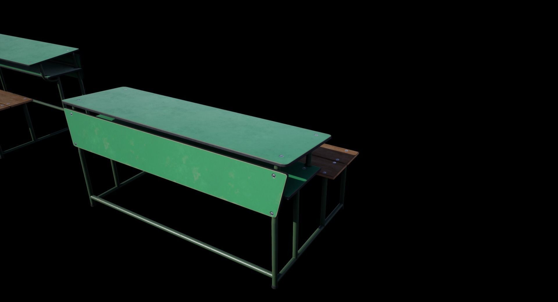 Old School Bench Low-poly 3D model_4