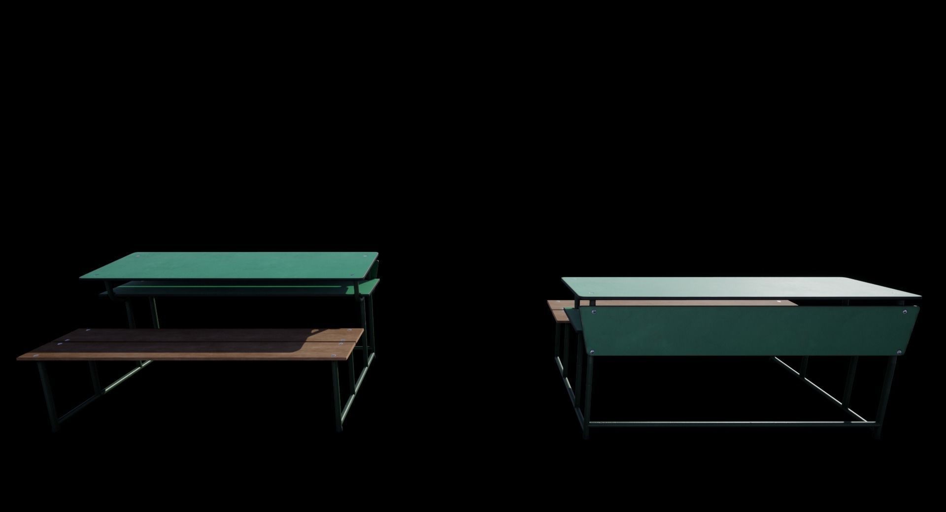 Old School Bench Low-poly 3D model_14