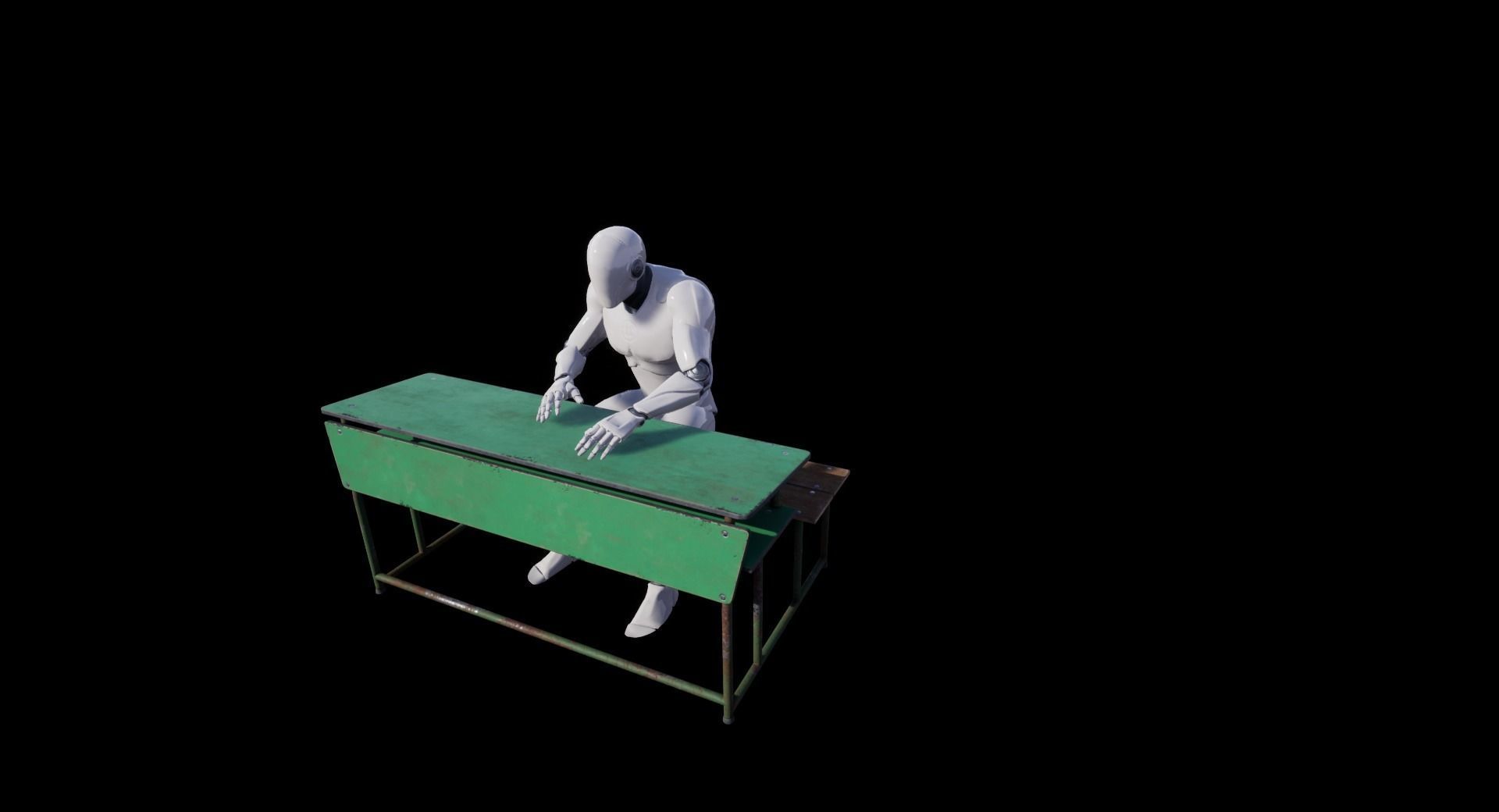 Old School Bench Low-poly 3D model_22