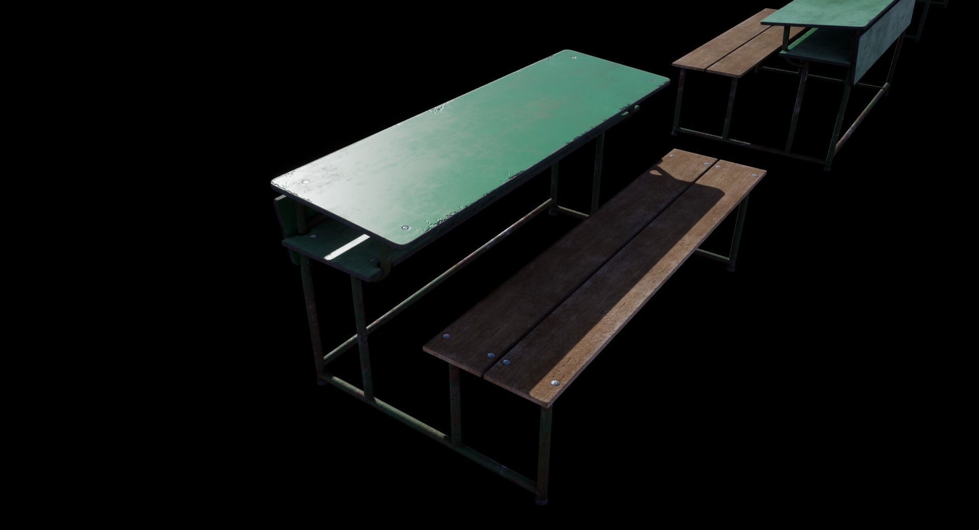 Old School Bench Low-poly 3D model_1