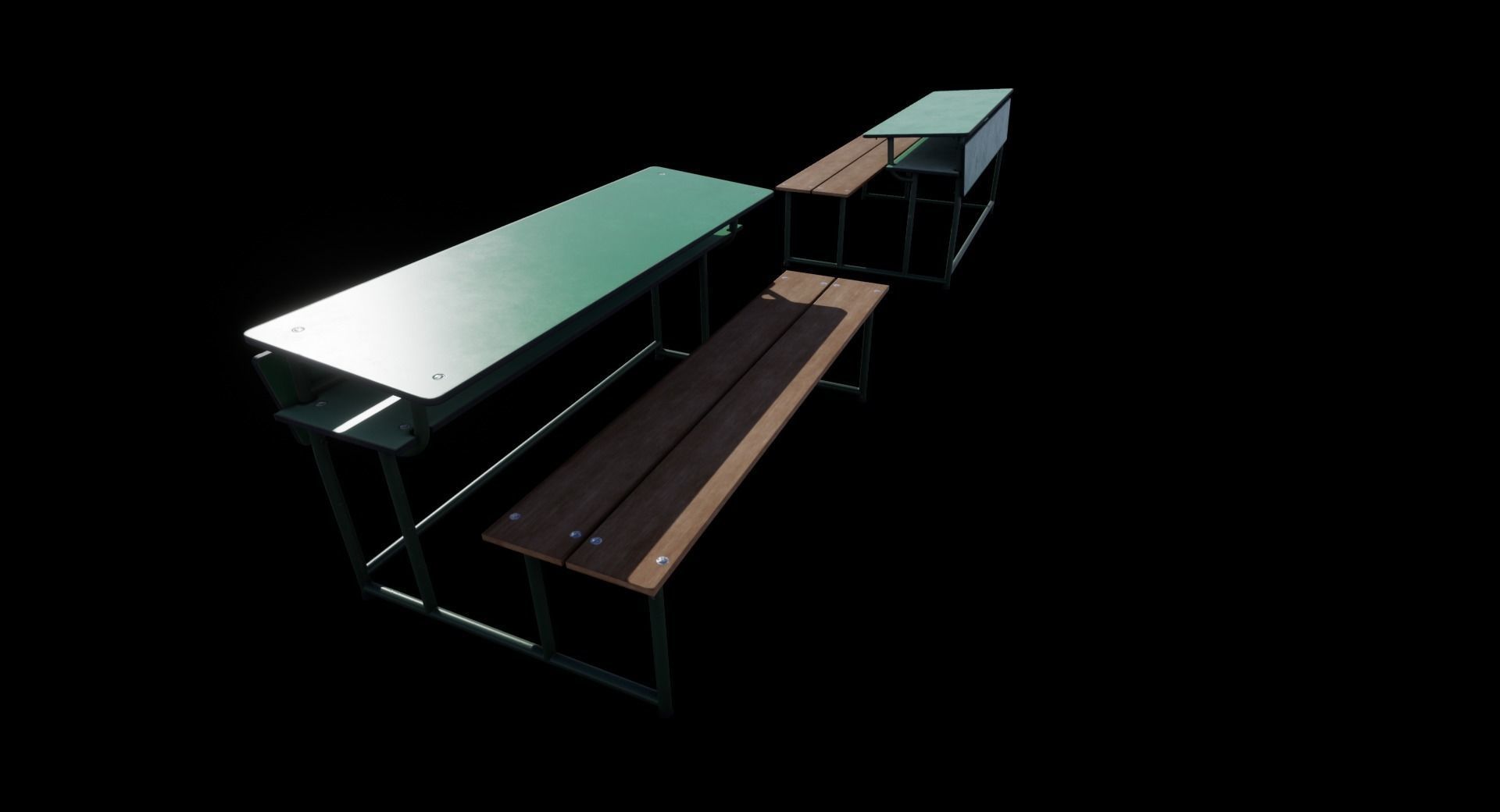 Old School Bench Low-poly 3D model_5