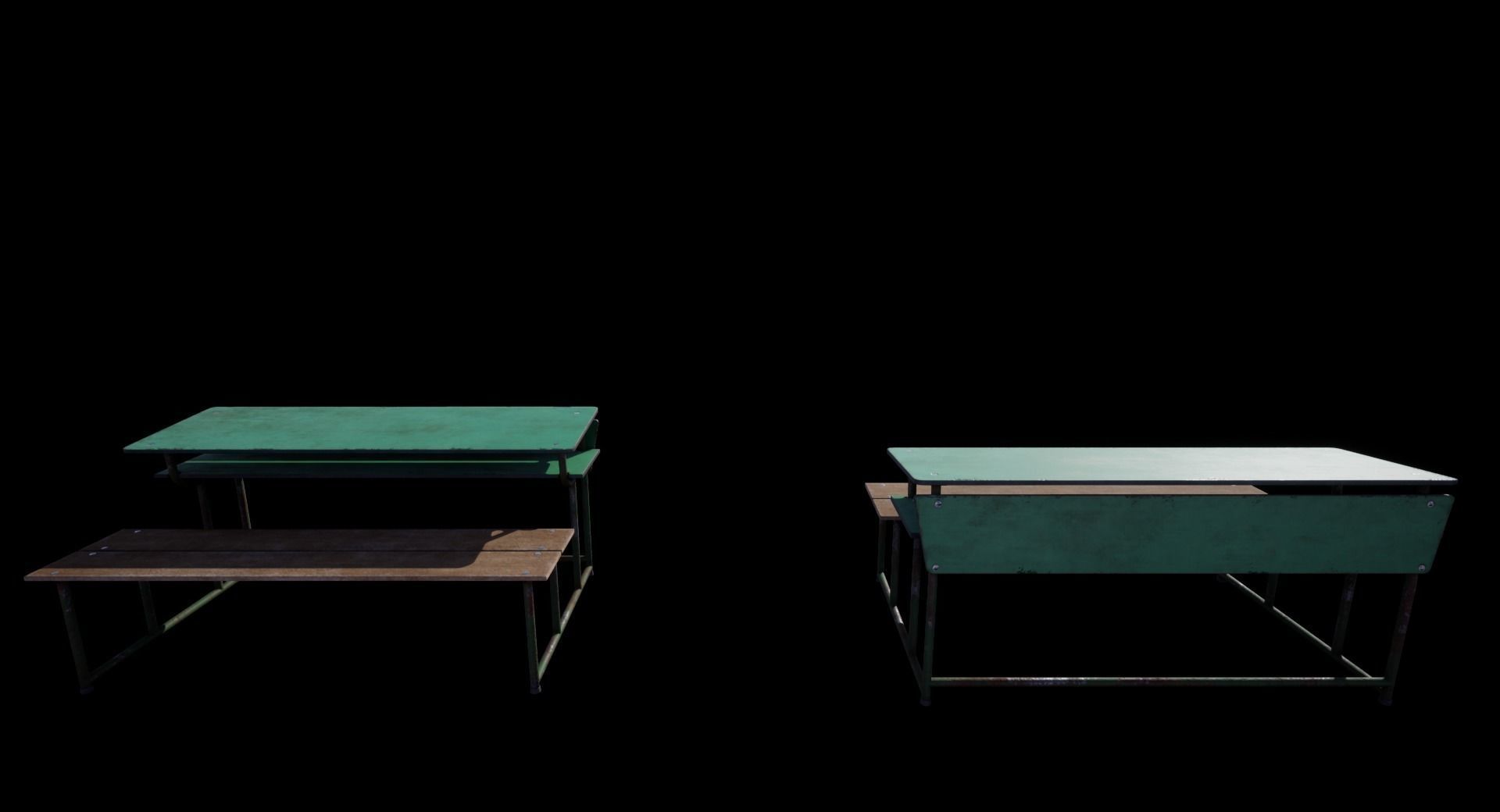 Old School Bench Low-poly 3D model_13