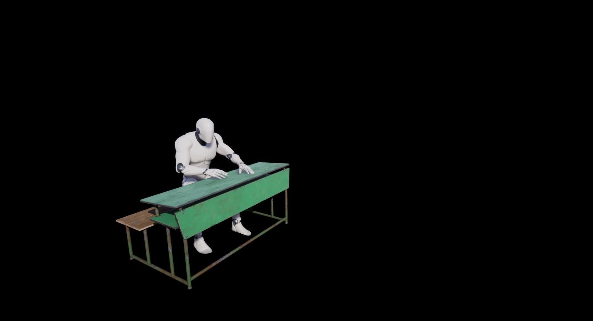 Old School Bench Low-poly 3D model_19