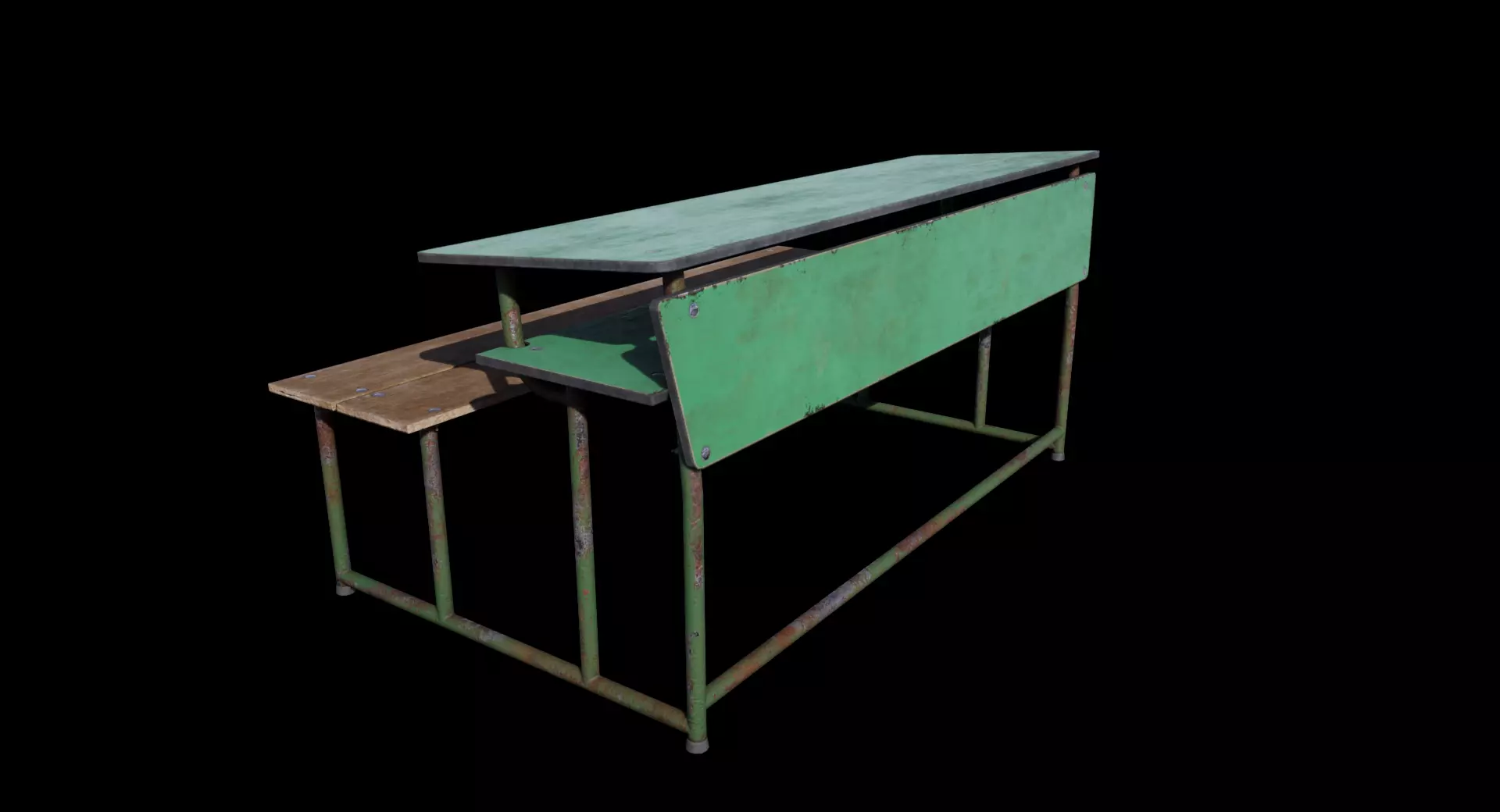 Old School Bench Low-poly 3D model_0
