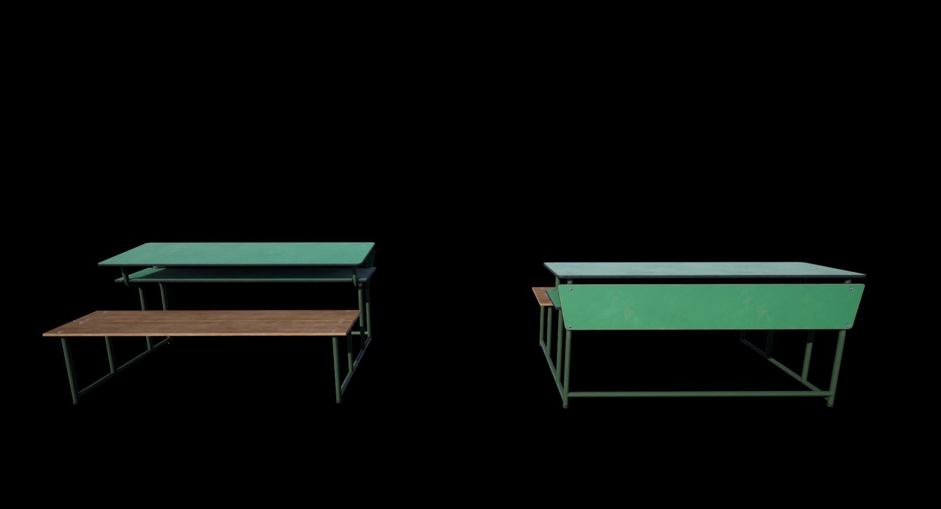 Old School Bench Low-poly 3D model_15
