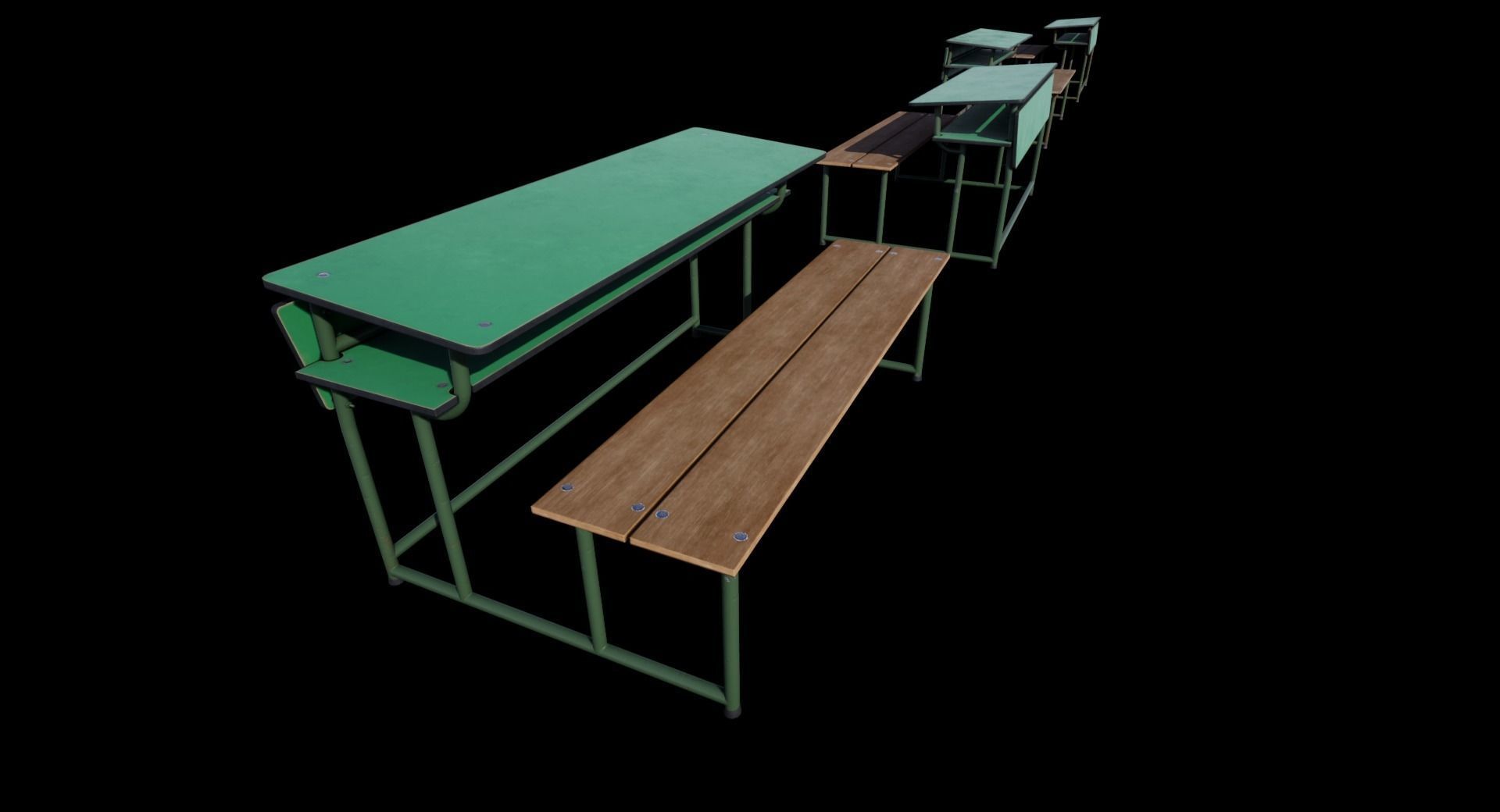 Old School Bench Low-poly 3D model_7