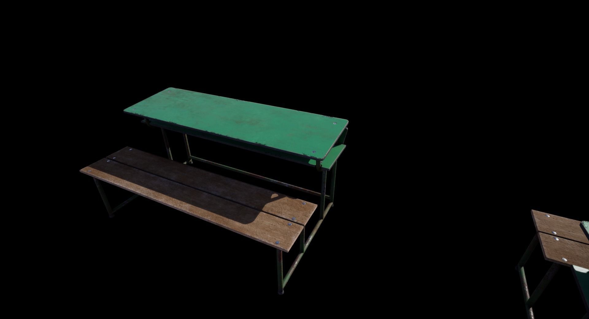 Old School Bench Low-poly 3D model_12