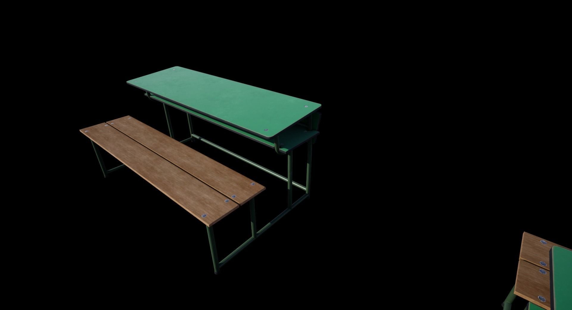 Old School Bench Low-poly 3D model_6