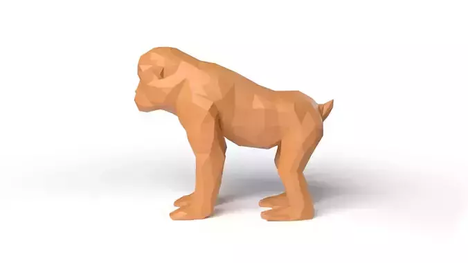 Monkey Low Poligonal Low-poly 3D model