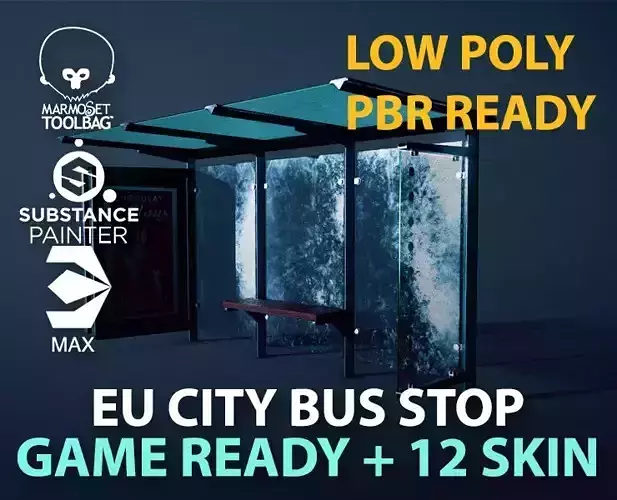 Bus stop Free low-poly 3D model