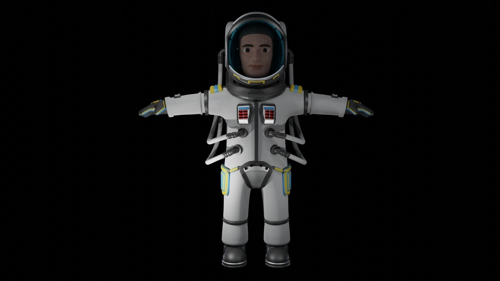 Stylized Astronaut  Low-poly 3D model_16