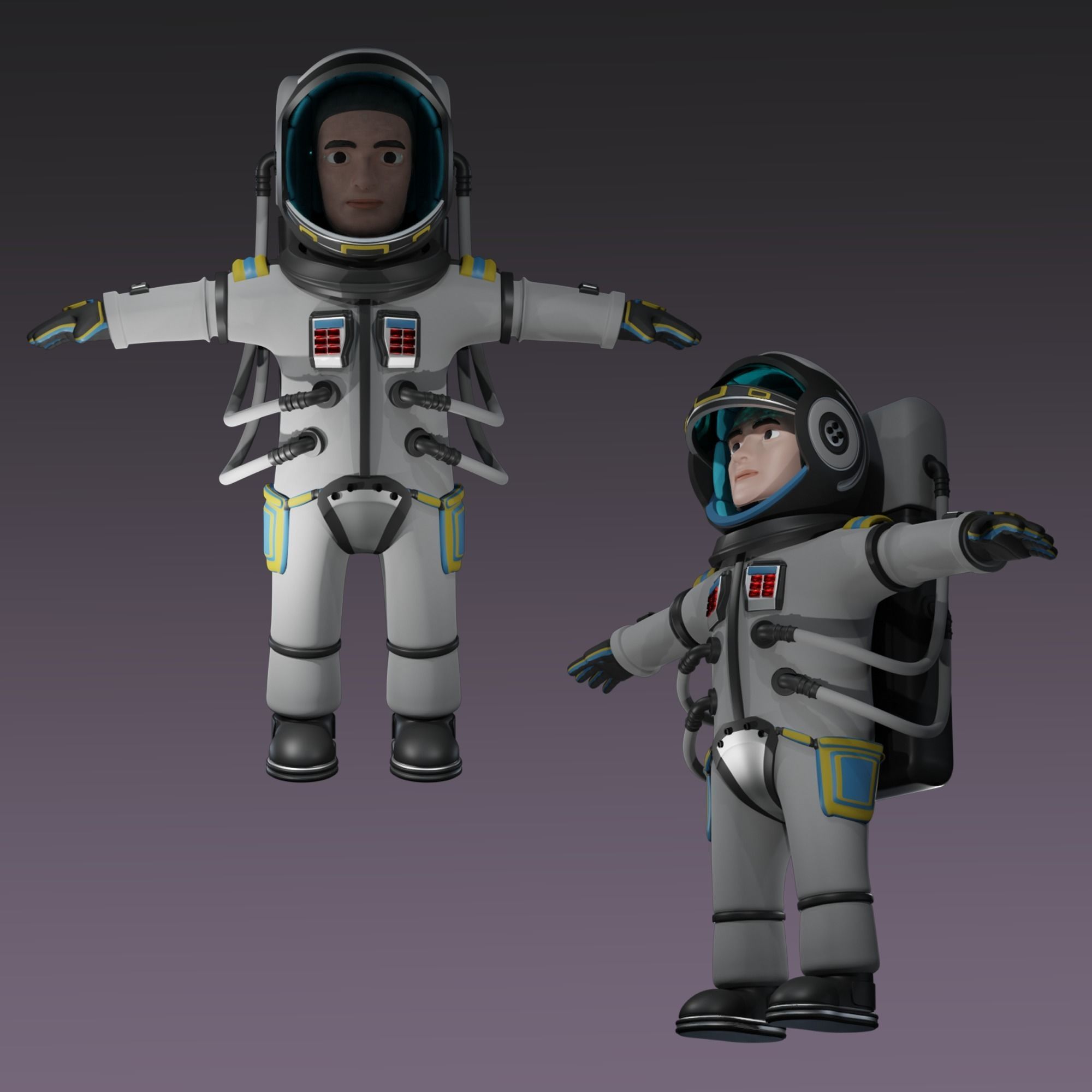 Stylized Astronaut  Low-poly 3D model_2