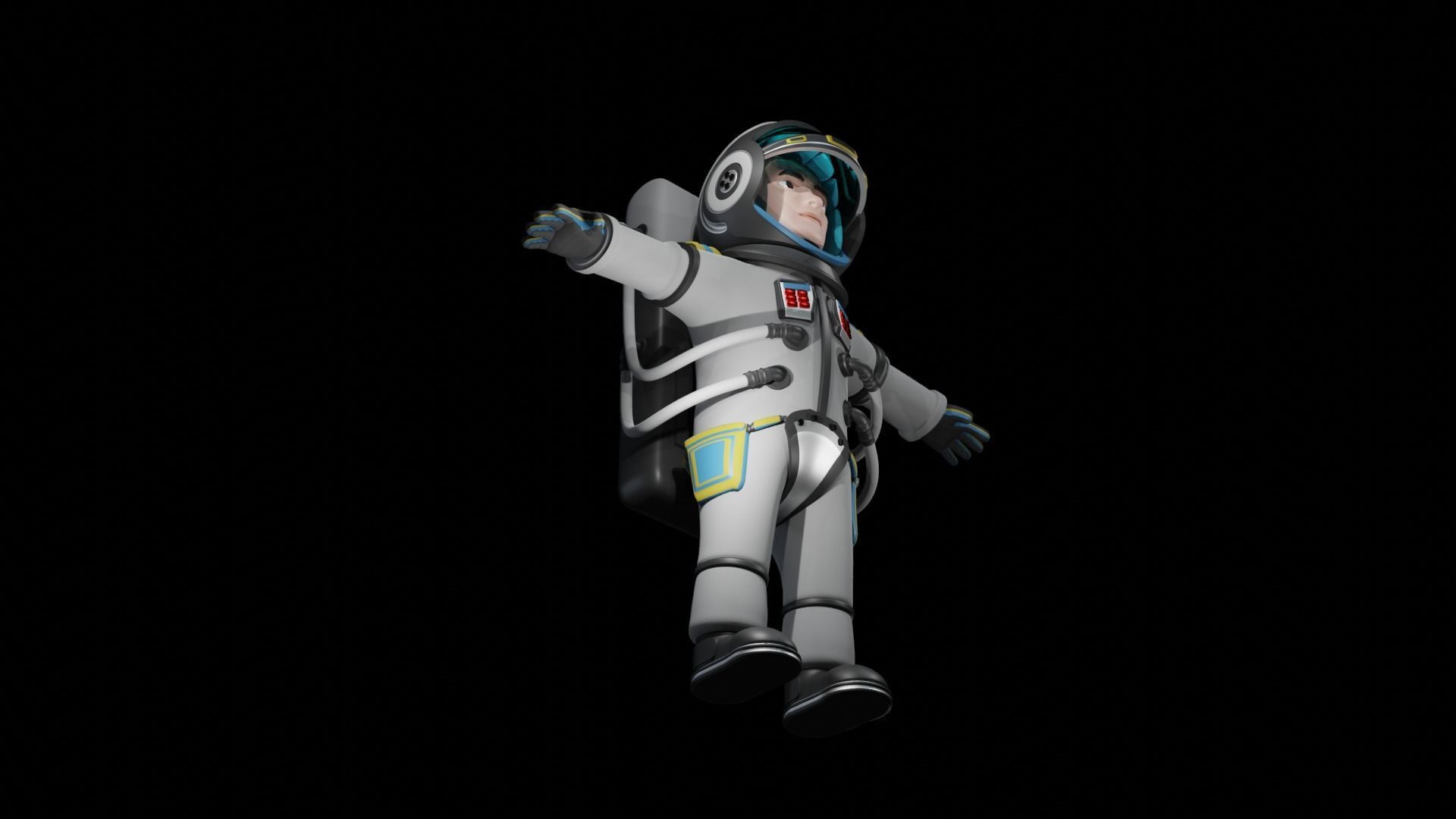 Stylized Astronaut  Low-poly 3D model_14