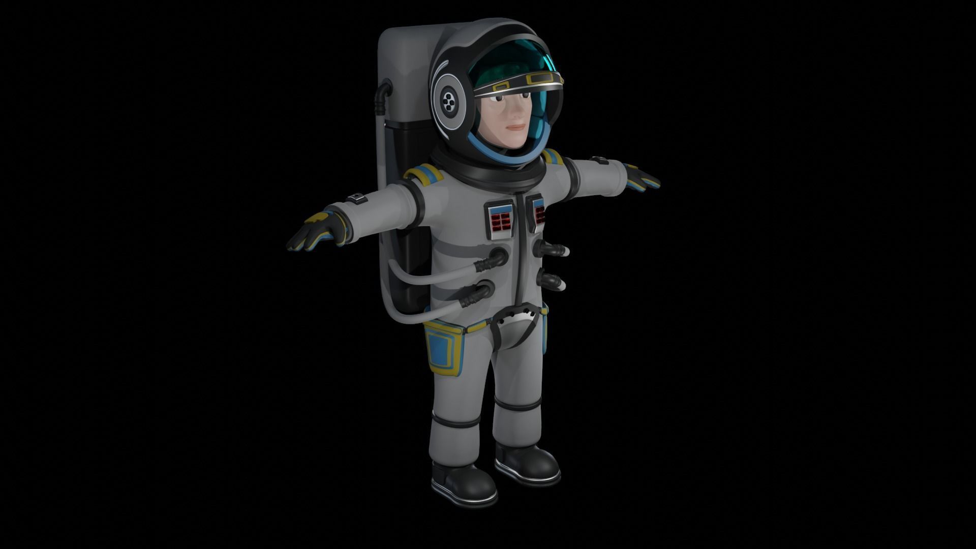 Stylized Astronaut  Low-poly 3D model_9