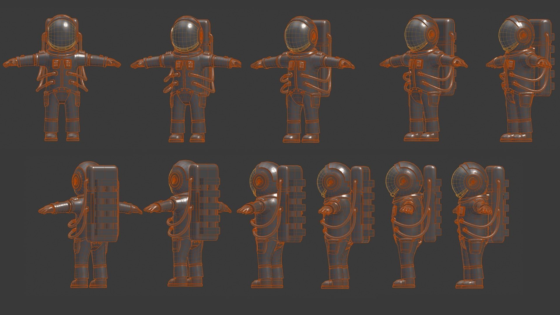 Stylized Astronaut  Low-poly 3D model_3