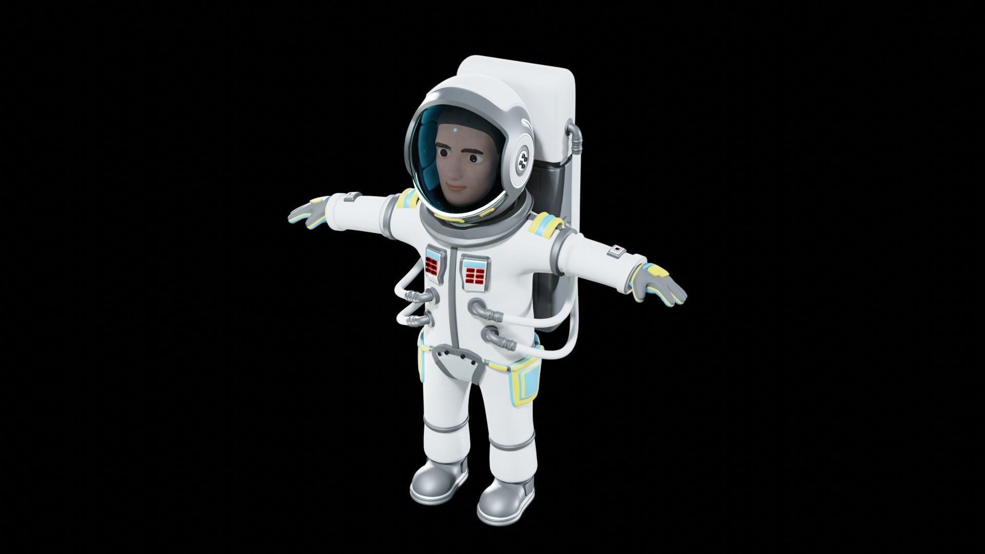 Stylized Astronaut  Low-poly 3D model_4