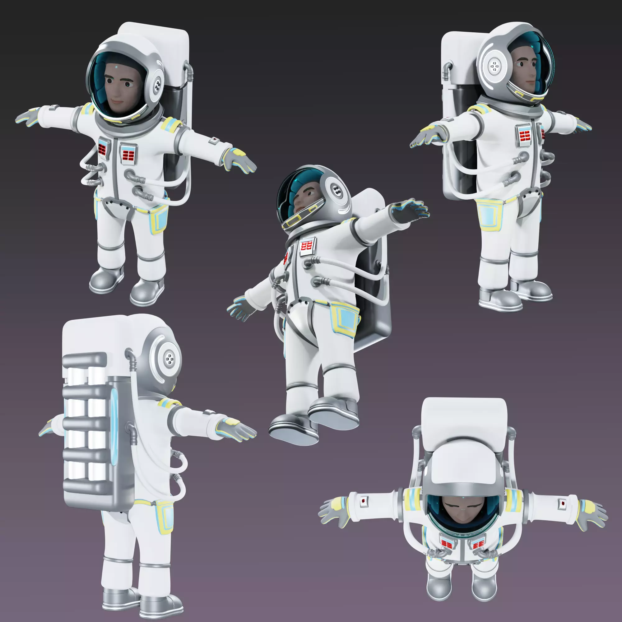 Stylized Astronaut  Low-poly 3D model_0
