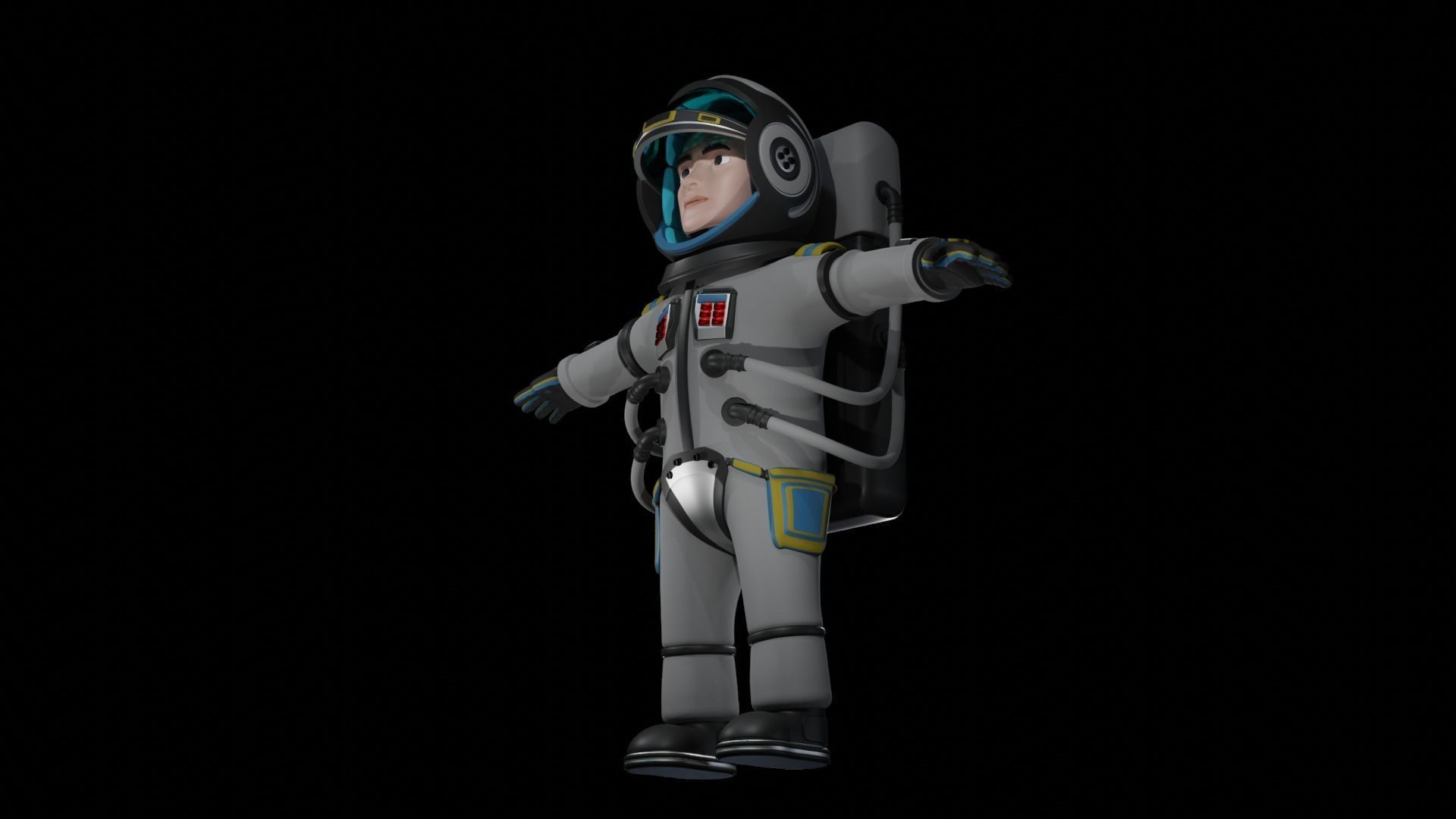 Stylized Astronaut  Low-poly 3D model_11