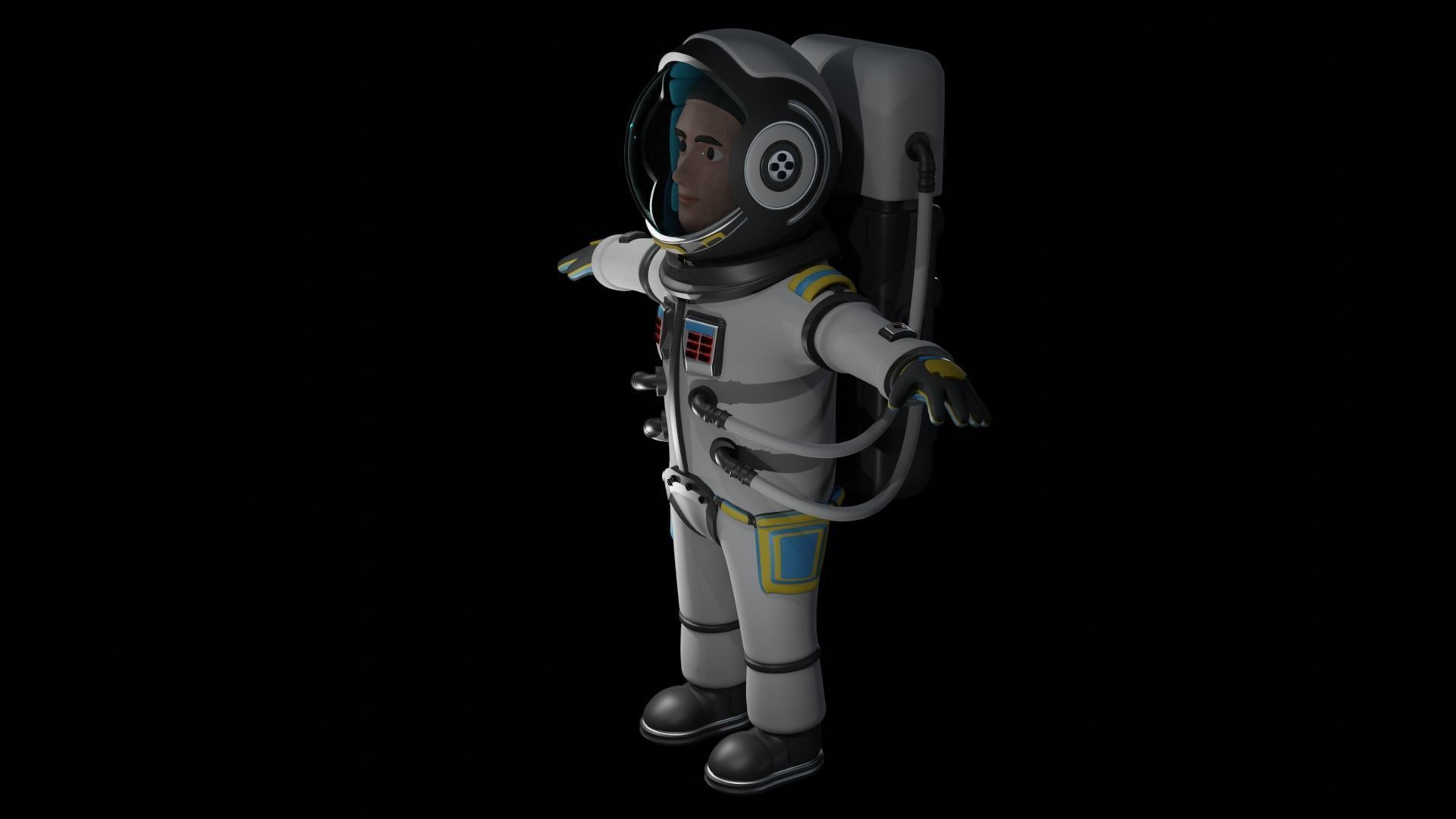 Stylized Astronaut  Low-poly 3D model_17