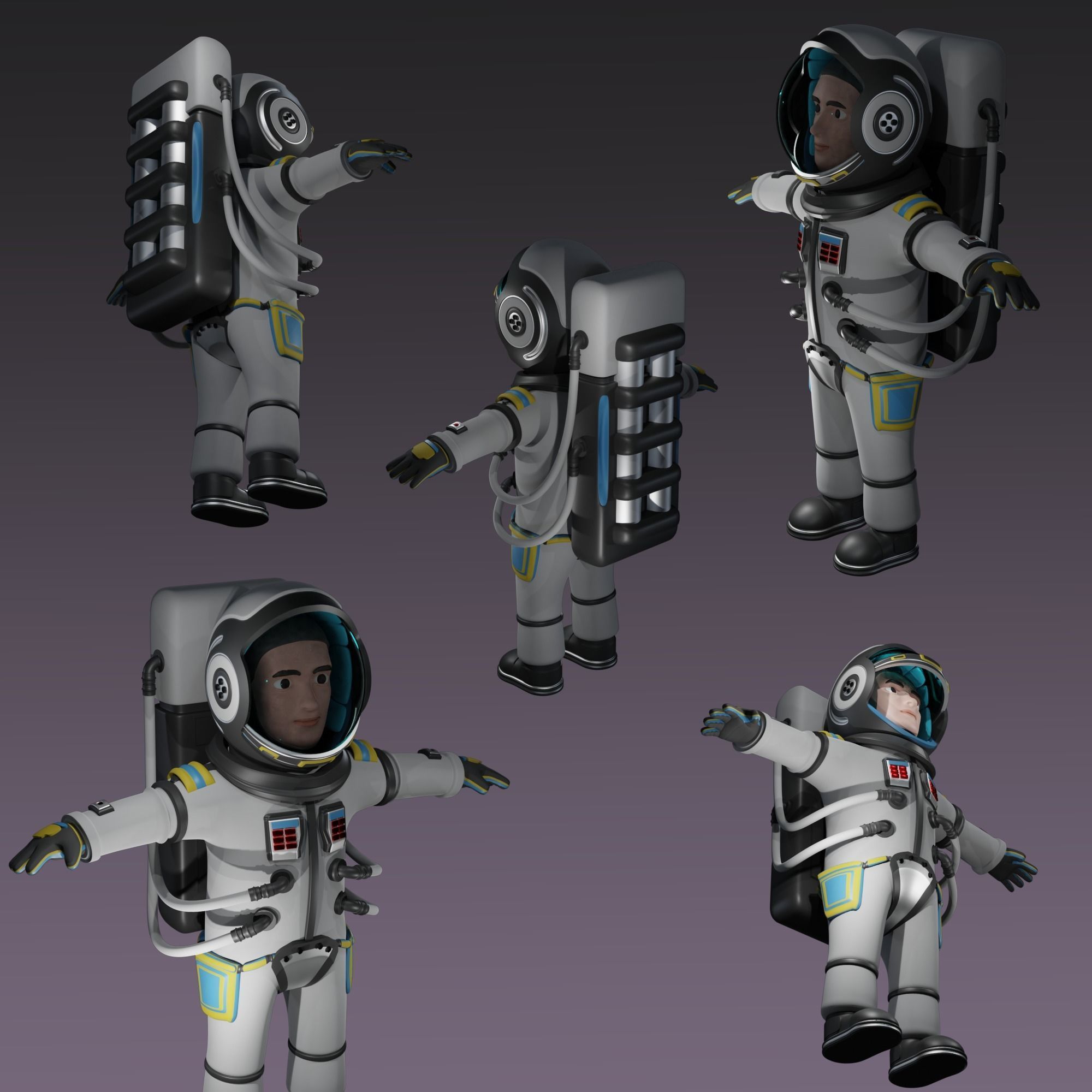 Stylized Astronaut  Low-poly 3D model_1