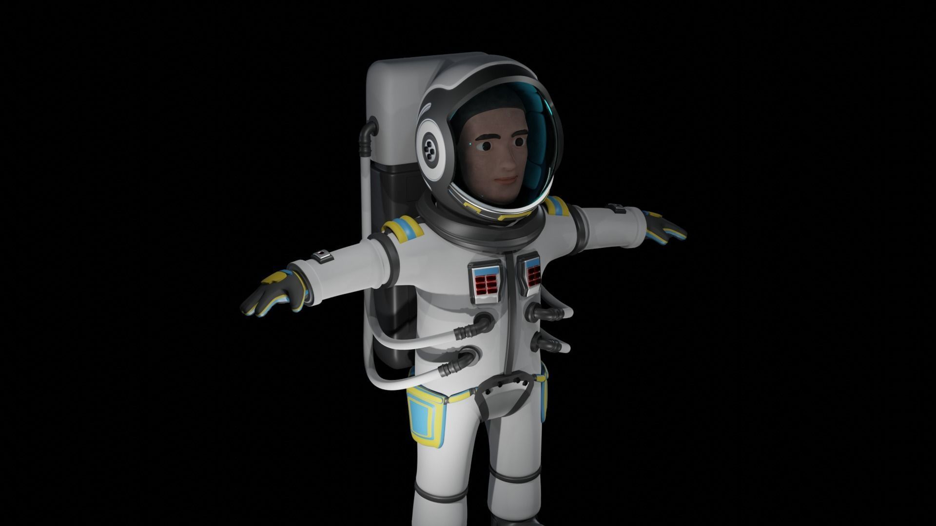 Stylized Astronaut  Low-poly 3D model_15