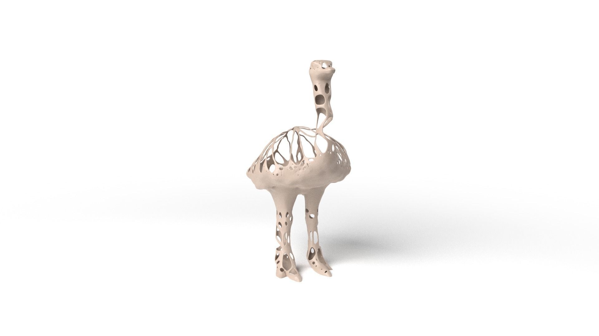 Ostrich Dust Voronoi Low-poly 3D model_2