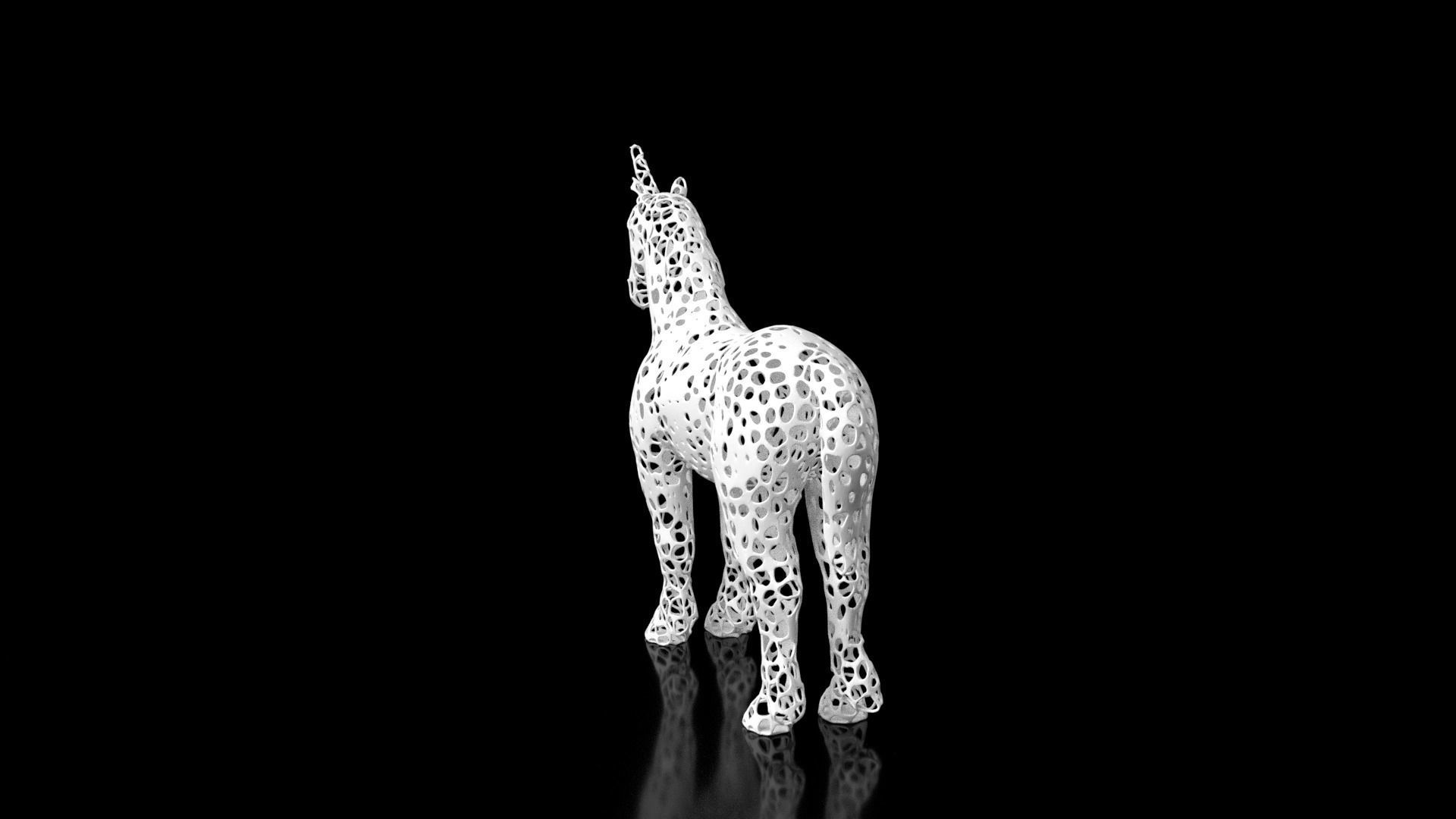 Unicorn Voronoi Low-poly 3D model_5