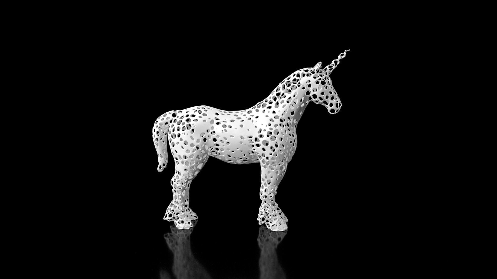 Unicorn Voronoi Low-poly 3D model_3
