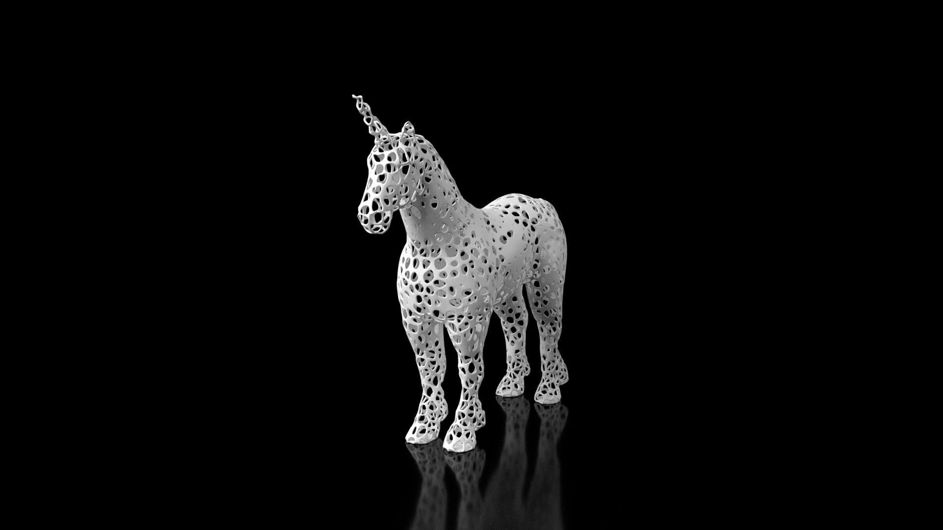 Unicorn Voronoi Low-poly 3D model_1
