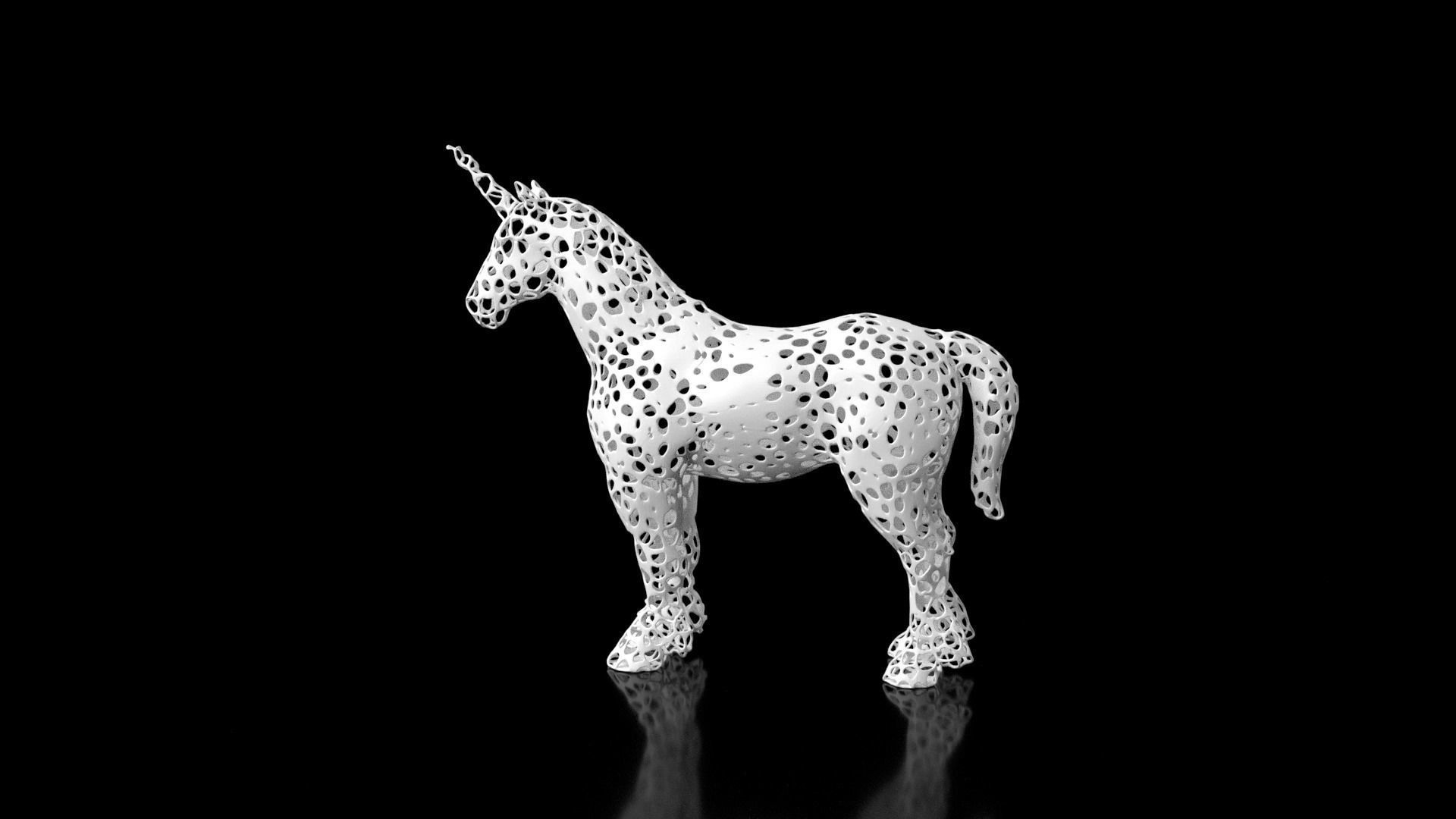 Unicorn Voronoi Low-poly 3D model_6