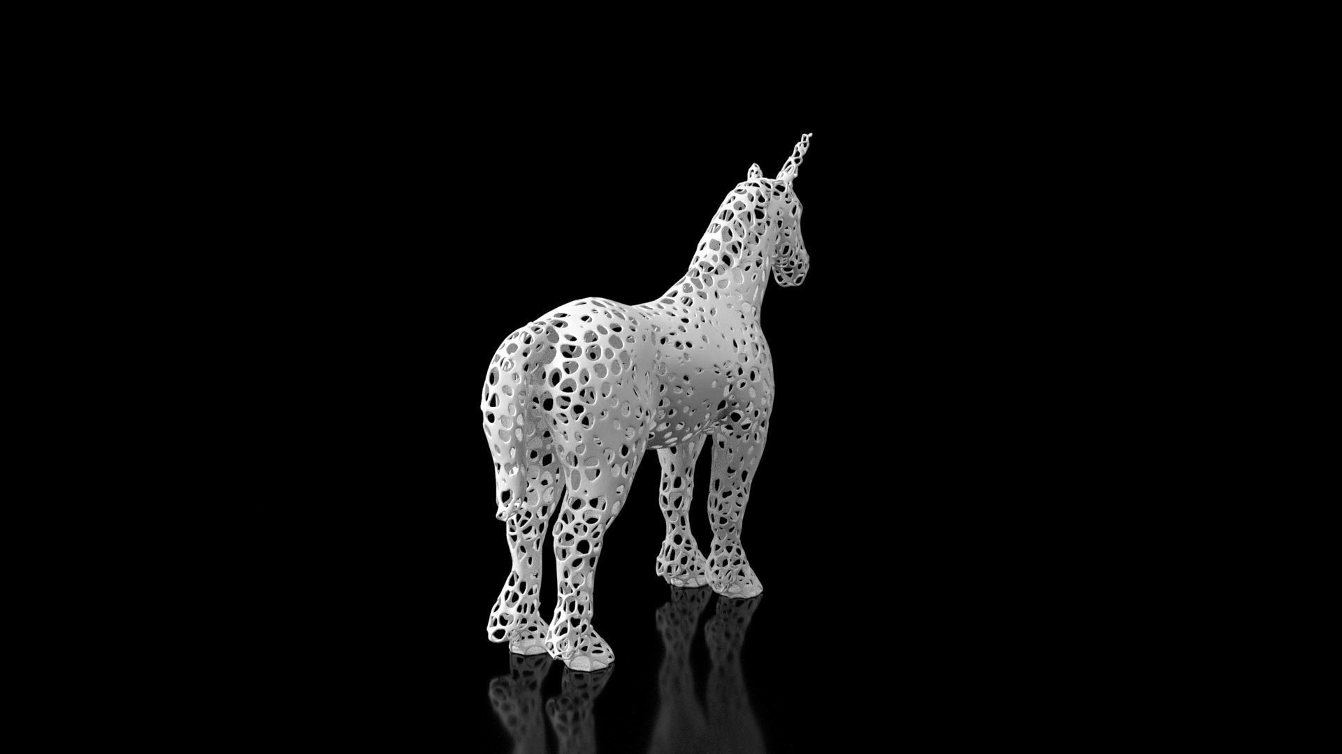 Unicorn Voronoi Low-poly 3D model_4
