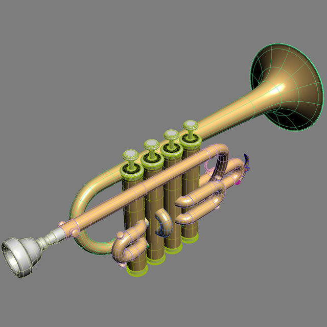 Piccolo Trumpet 3D Model .max .obj .3ds .stl .wrl .wrz