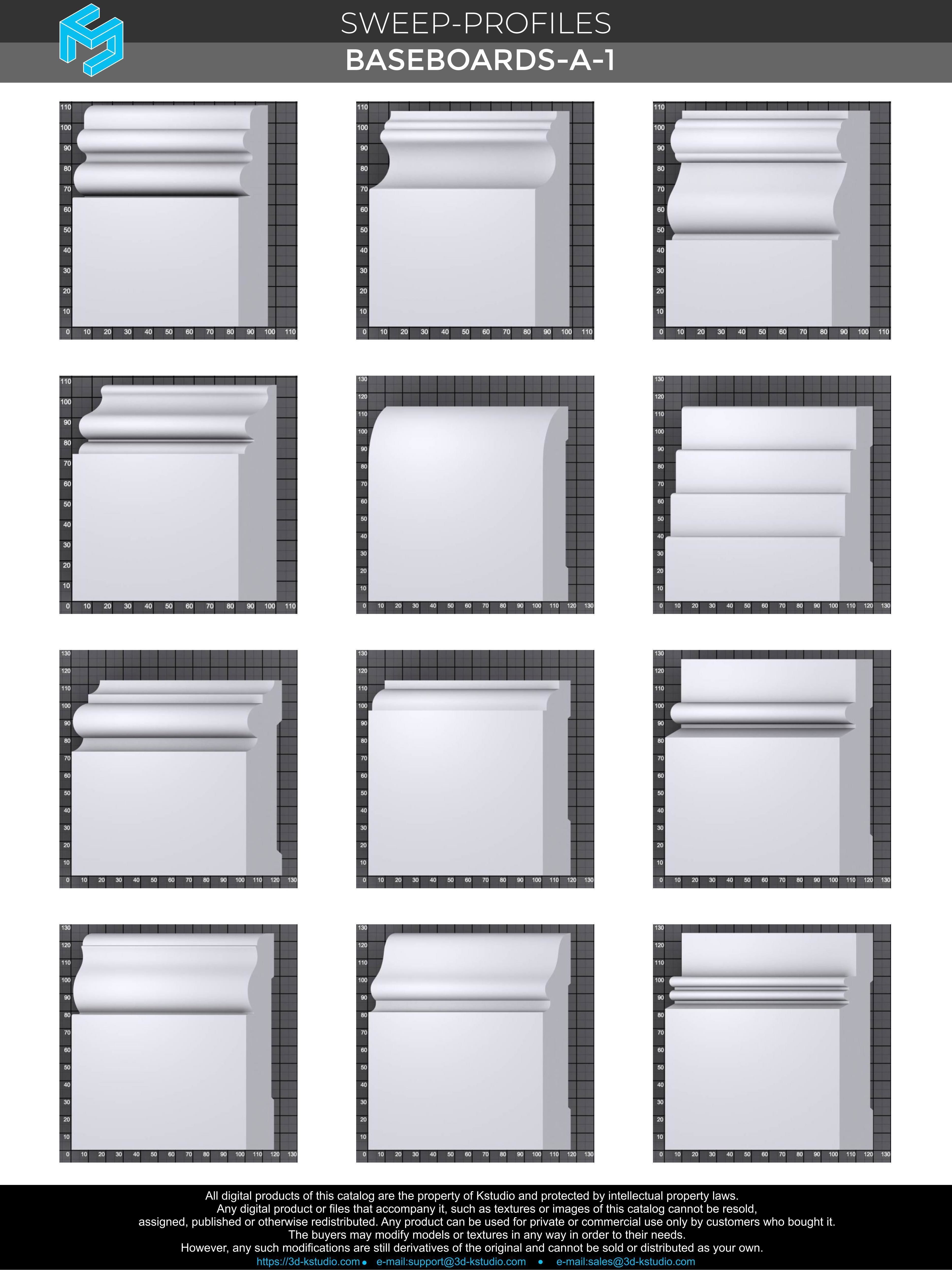 Architectural moldings - Baseboards-A 1 3D model_4