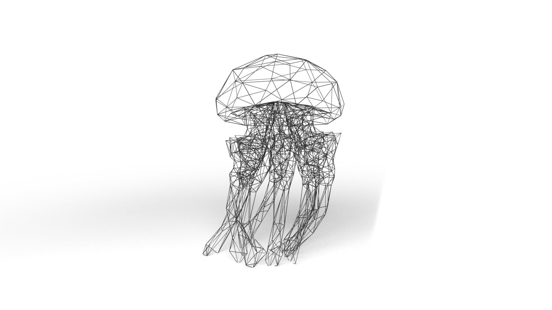 Jellyfish Wireframe Low-poly 3D model_4