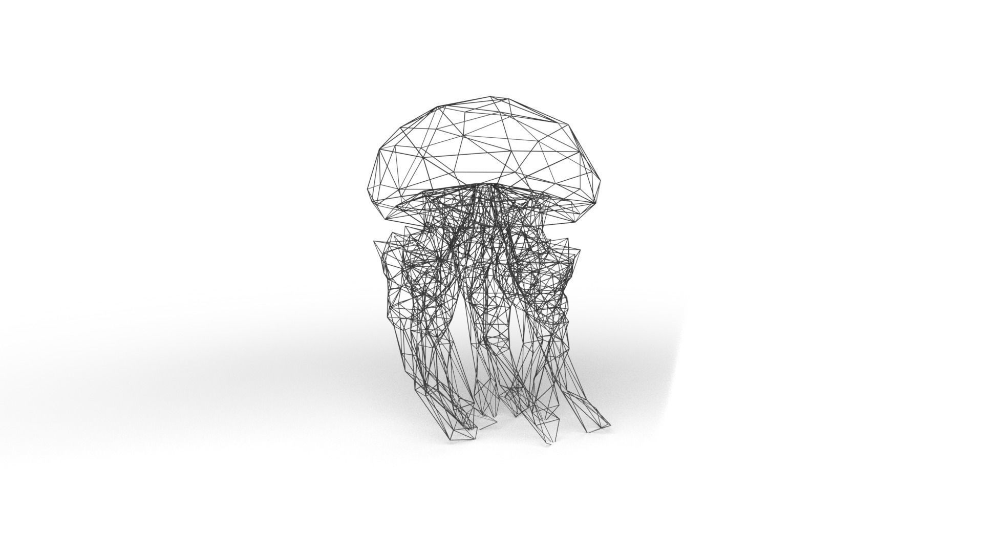 Jellyfish Wireframe Low-poly 3D model_1