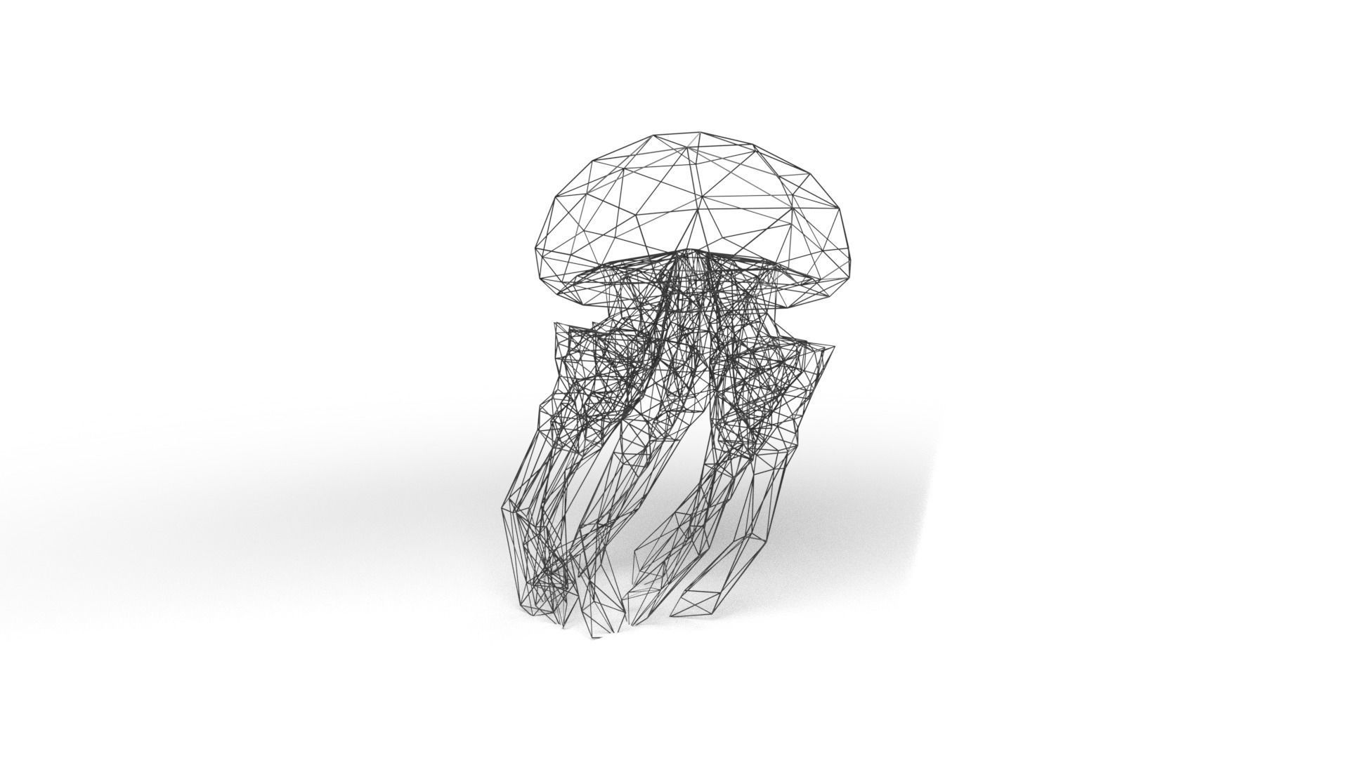 Jellyfish Wireframe Low-poly 3D model_3