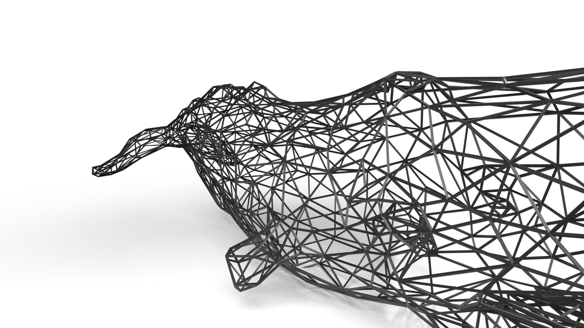 Whale Wireframetiger Low-poly 3D model_3