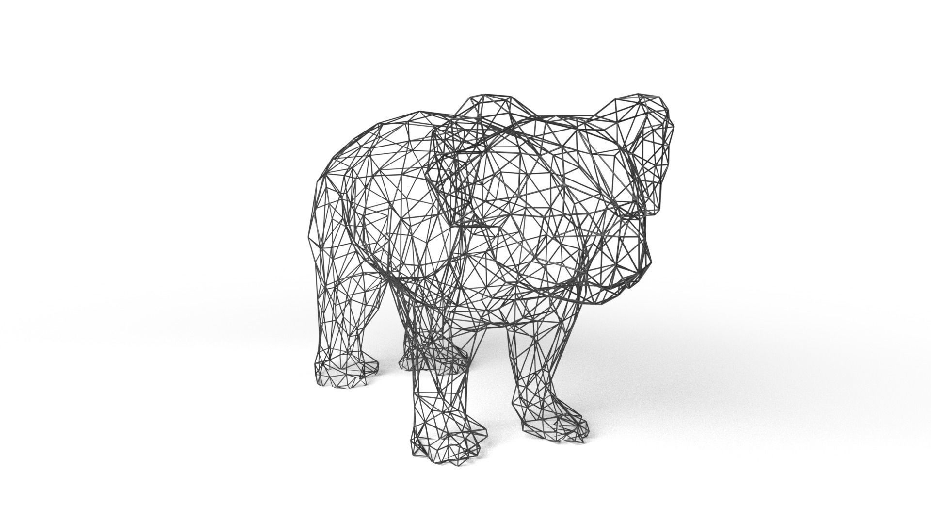 Koala Wireframe Low-poly 3D model_2