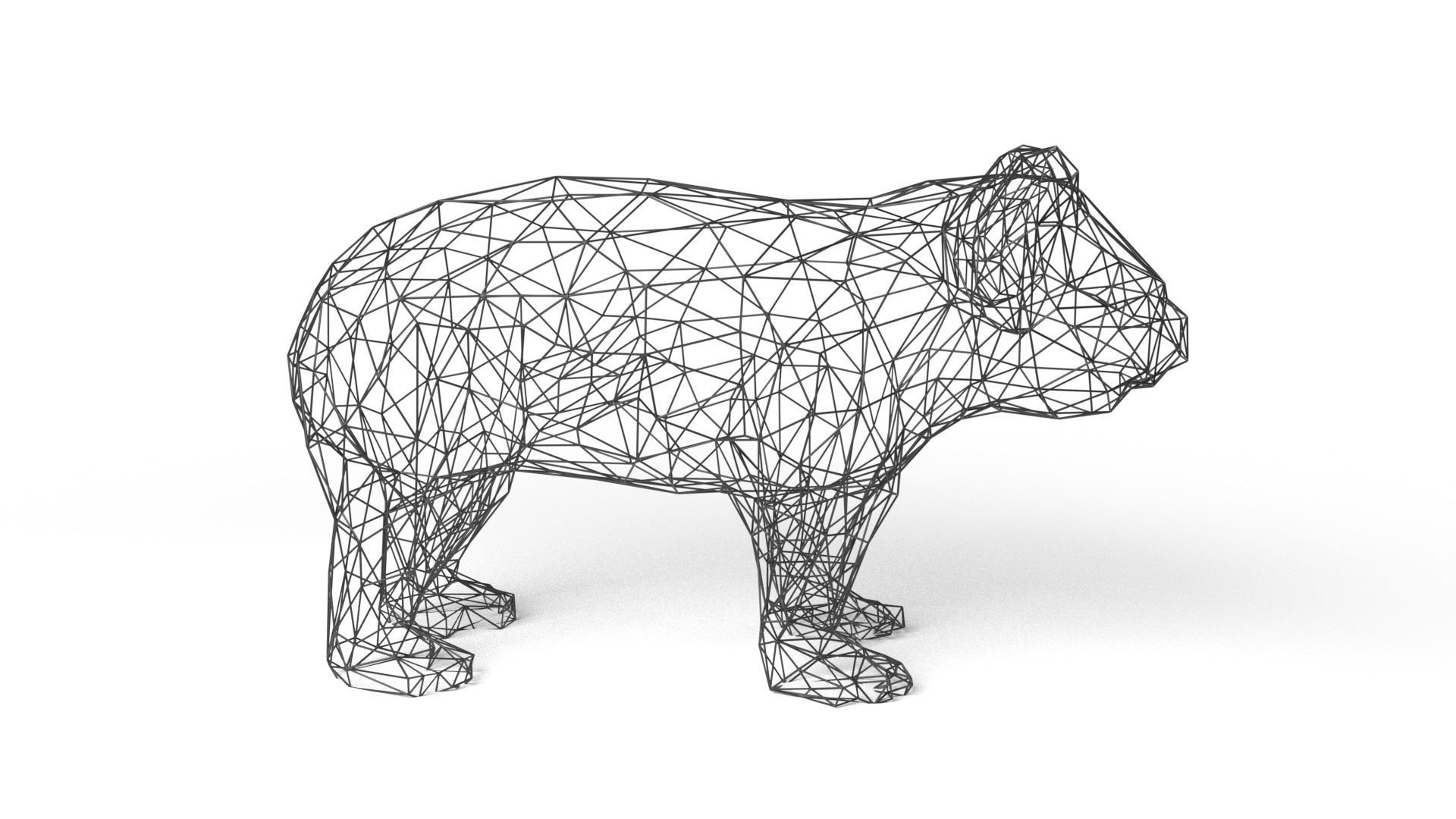 Koala Wireframe Low-poly 3D model_3