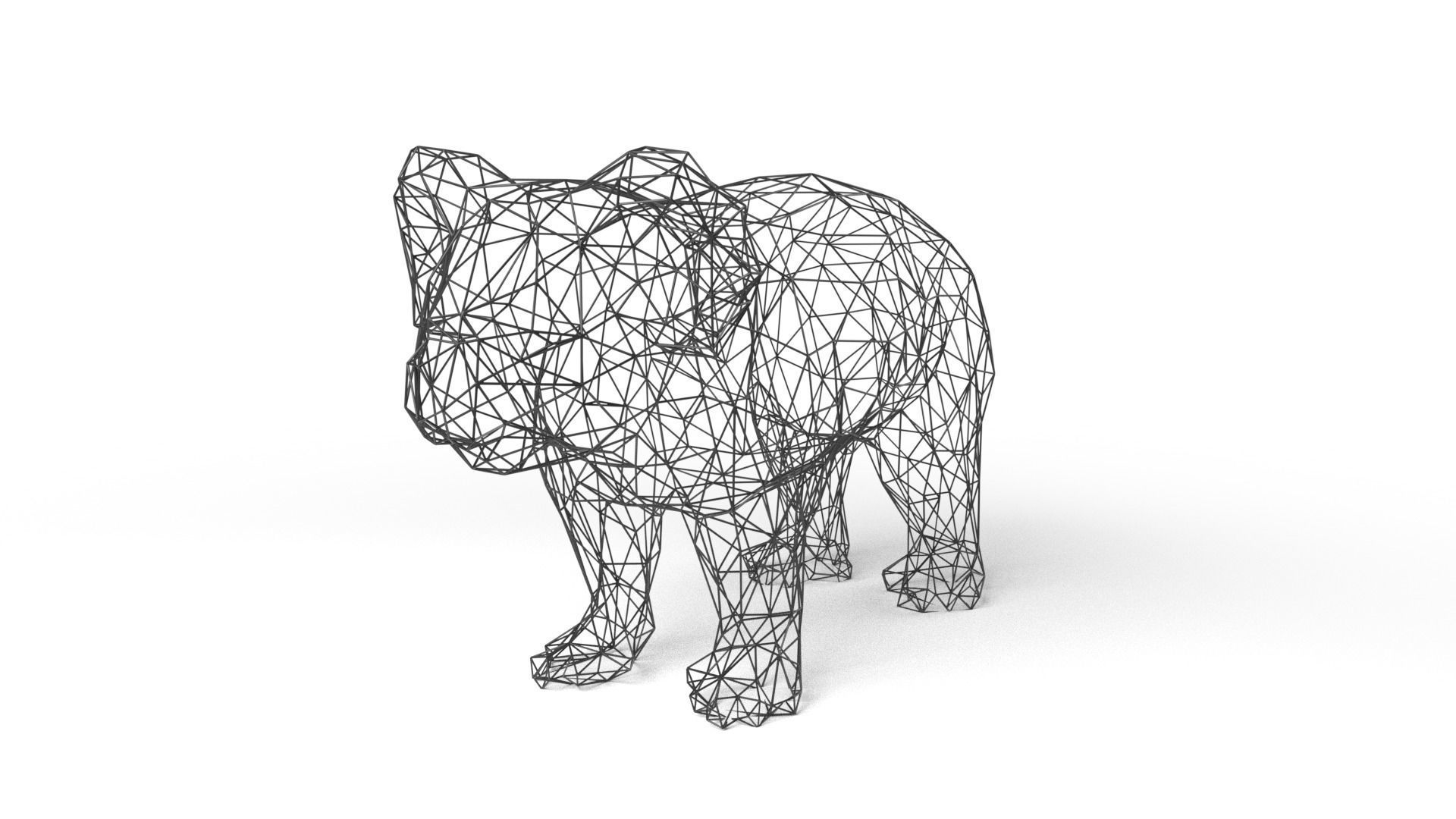 Koala Wireframe Low-poly 3D model_1