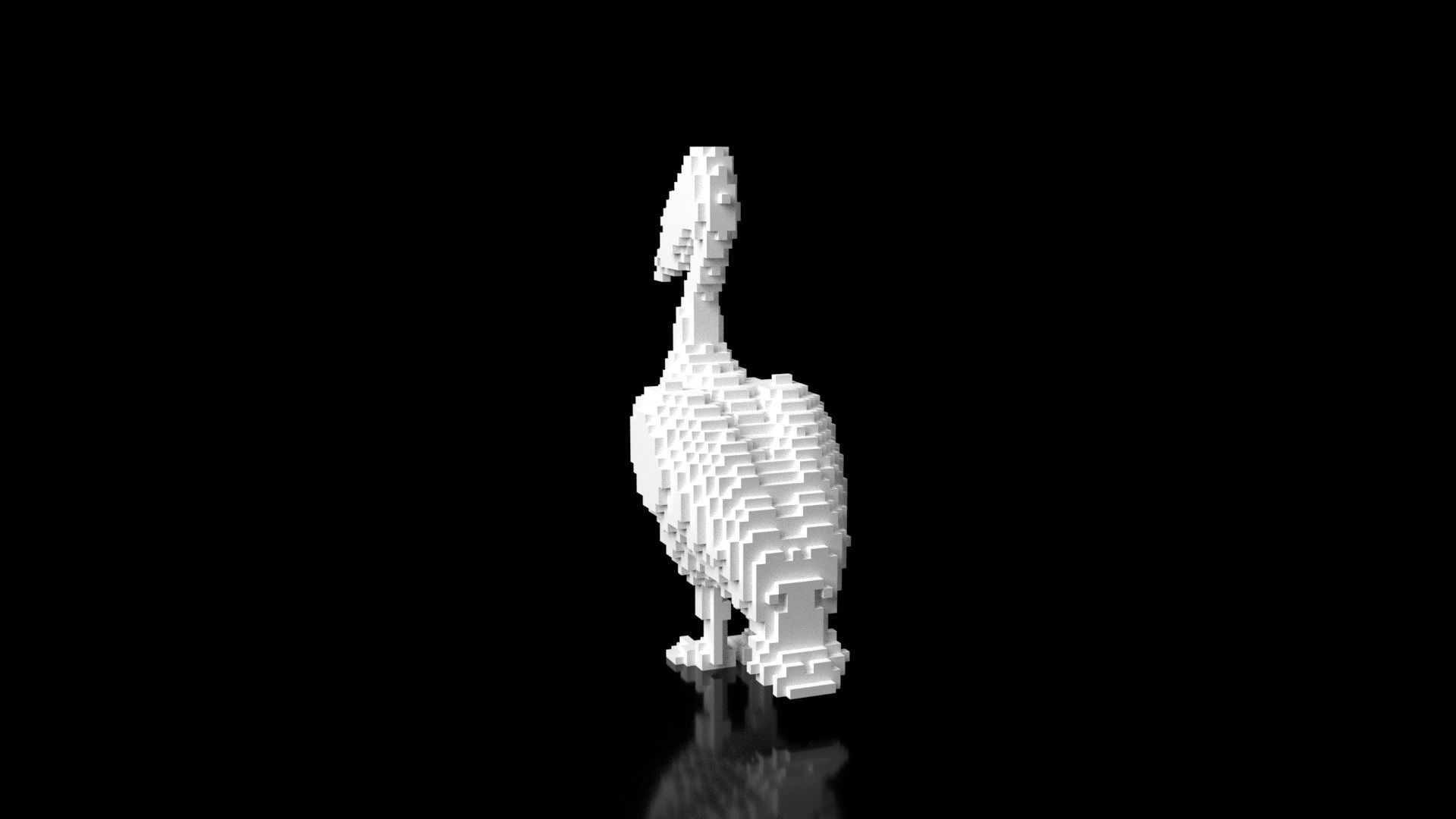 Pelican Minecraft Voxel Low-poly 3D model_5